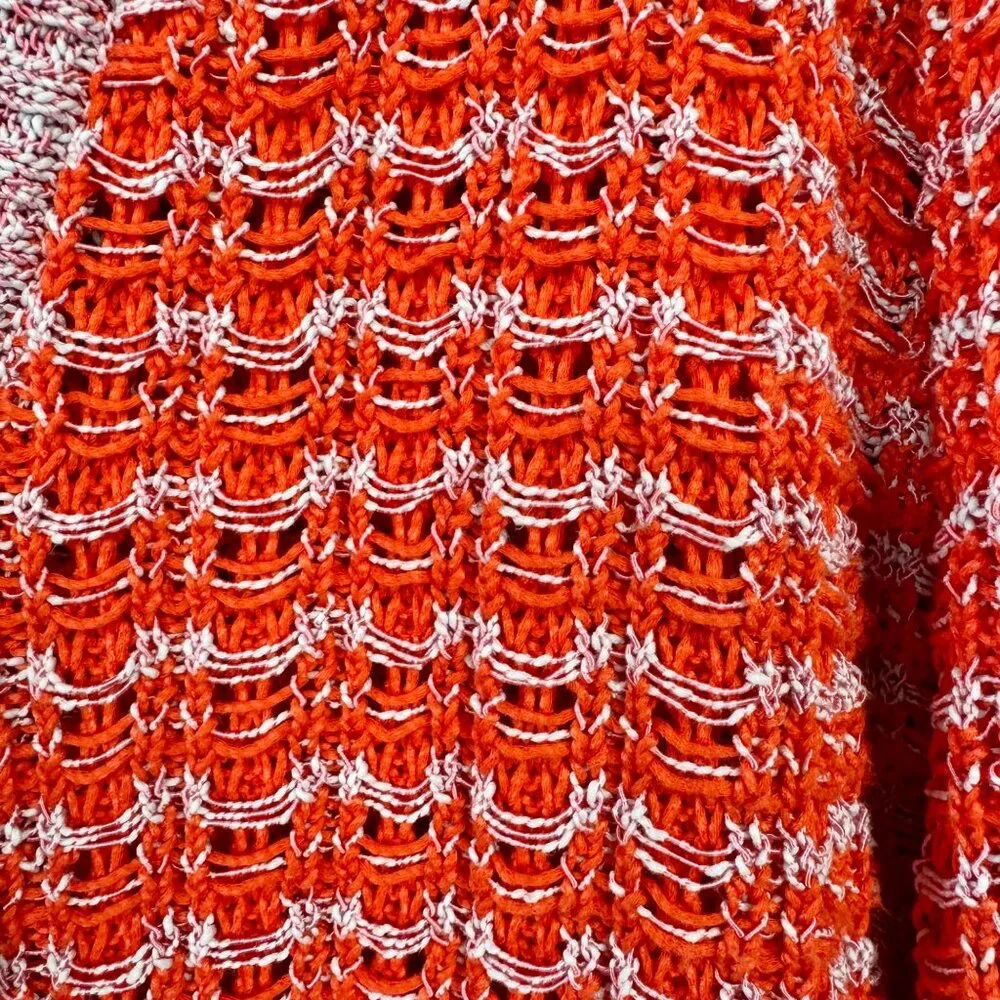 ANTHROPOLOGIE Happy Sheep Textured Cardigan Womens Large L Sweater Orange Red - Picture 3 of 14